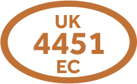 ukhalal Euro Quality Lambs unique identification number - UK 4451 EC - which indicates quality lamb products produced by EQL